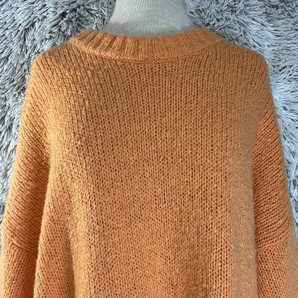 Aerie Sweater Oversize Boxy Fit Orange‎ Pullover Wool Blend Medium Chunky Knit - Picture 6 of 11